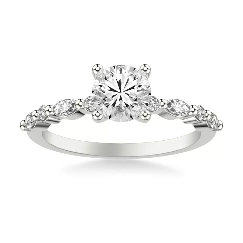 14K White Gold Fern Engagement Ring