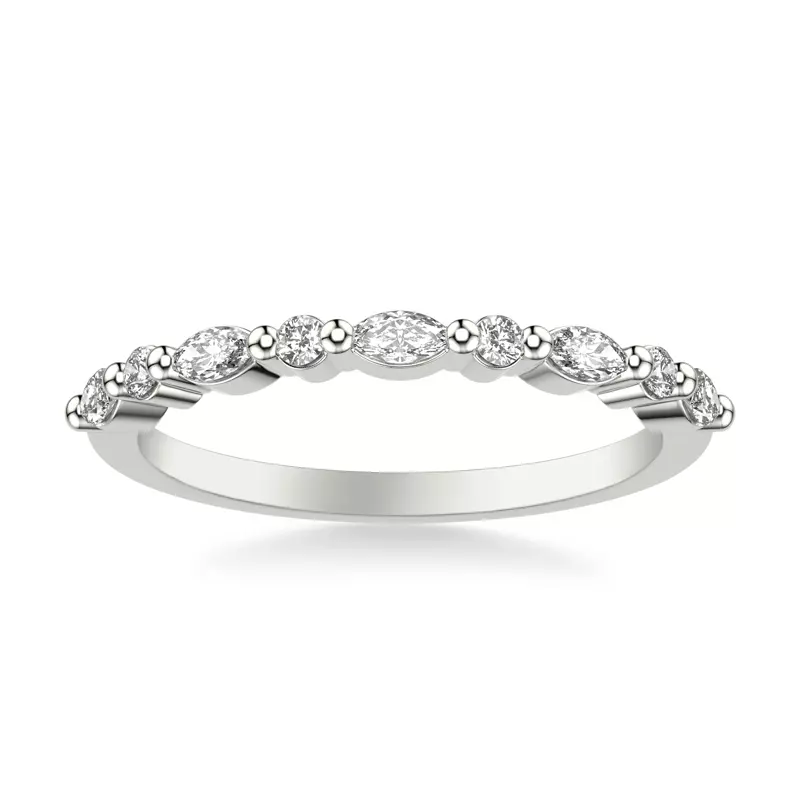14K White Gold Fern Diamond Band
