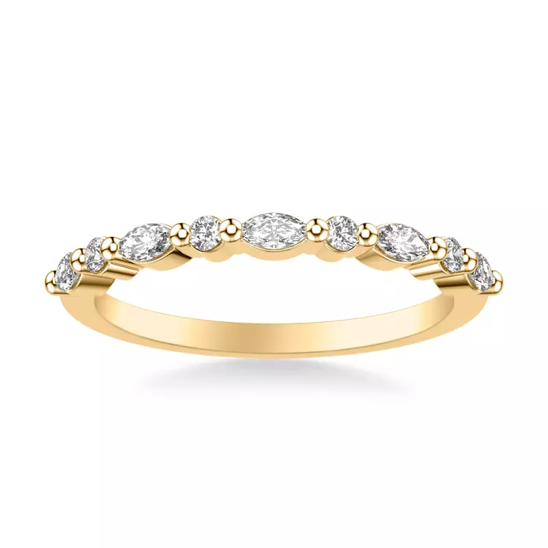 14K Yellow Gold Fern Diamond Band