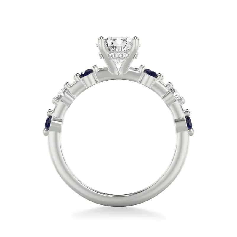 14K White Gold Zina Hidden Halo Sapphire Accent Engagement Ring