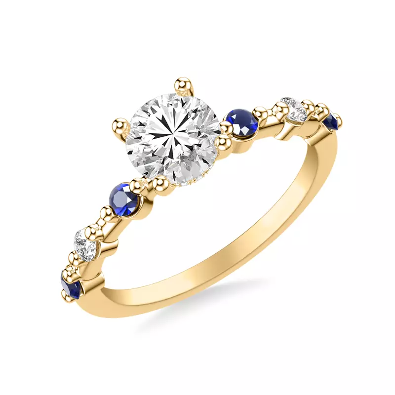14K Yellow Gold Zina Hidden Halo Sapphire Accent Engagement Ring