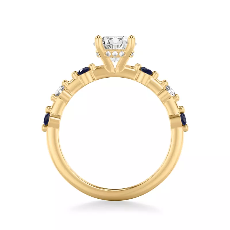 14K Yellow Gold Zina Hidden Halo Sapphire Accent Engagement Ring