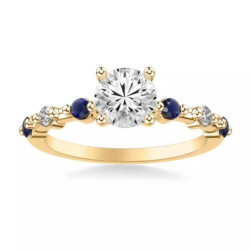 14K Yellow Gold Zina Hidden Halo Sapphire Accent Engagement Ring