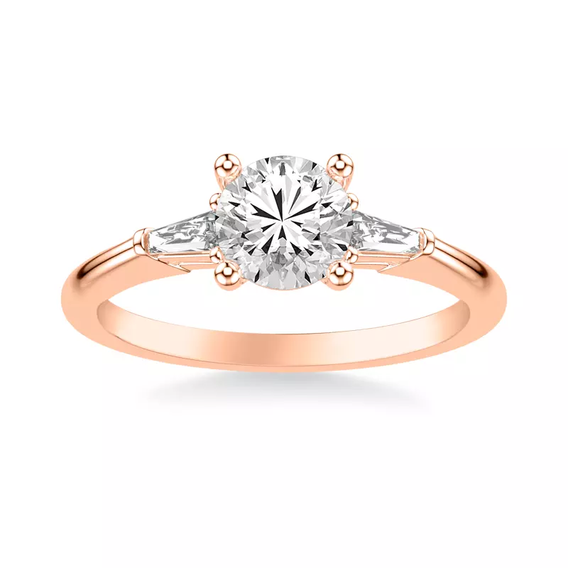 14K Rose Gold Estrella Baguette Diamond Accent Engagement Ring