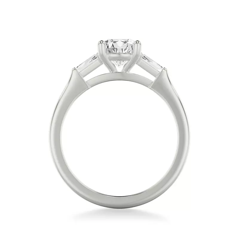 14K White Gold Estrella Baguette Diamond Accent Engagement Ring