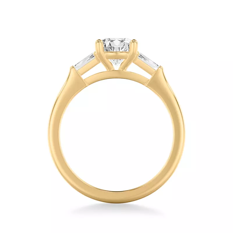 14K Yellow Gold Estrella Baguette Diamond Accent Engagement Ring