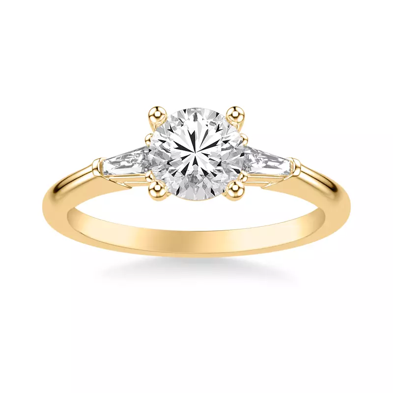 14K Yellow Gold Estrella Baguette Diamond Accent Engagement Ring