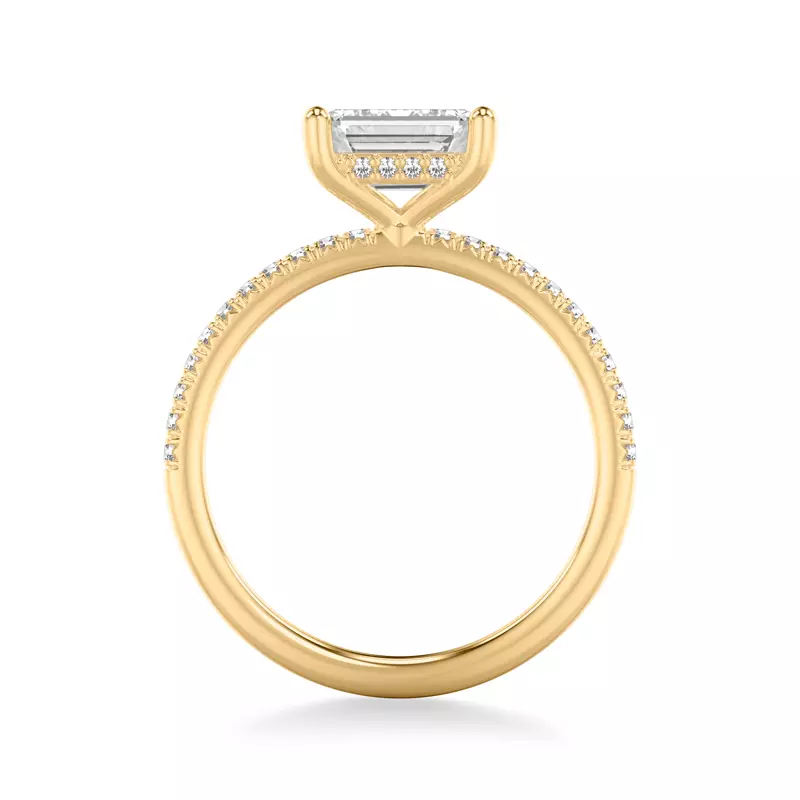 18K Yellow Gold Leyton East-West Hidden Halo Pave Engagement Ring