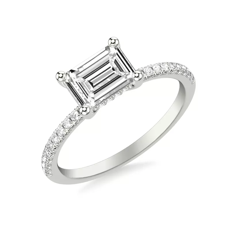 Platinum Leyton East-West Hidden Halo Pave Engagement Ring