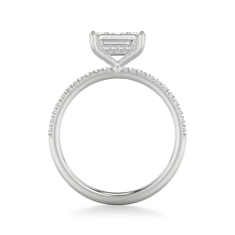 Platinum Leyton East-West Hidden Halo Pave Engagement Ring