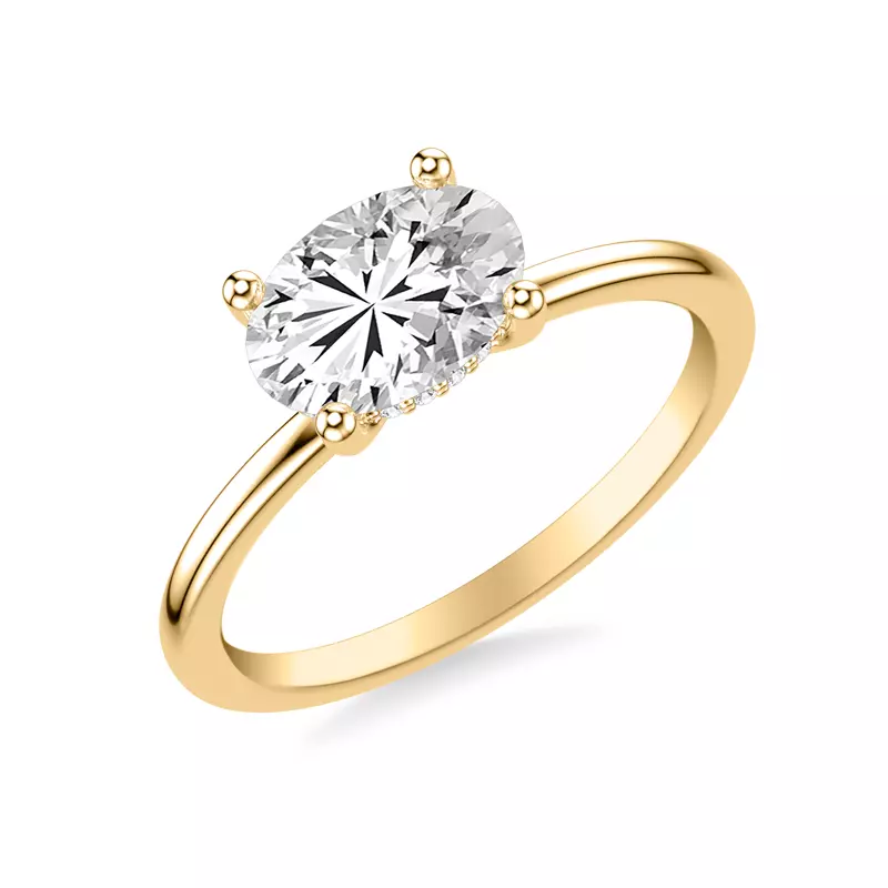 18K Yellow Gold Rayleigh East-West Hidden Halo Engagement Ring