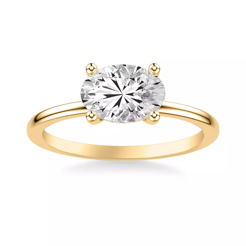 18K Yellow Gold Rayleigh East-West Hidden Halo Engagement Ring