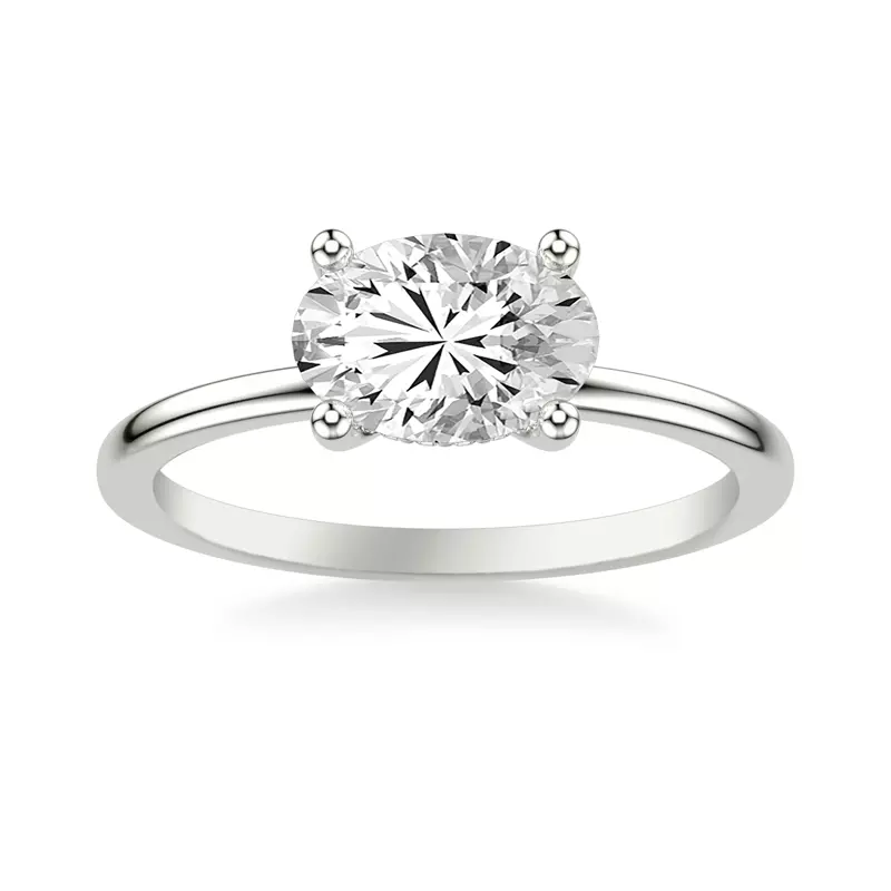 Platinum Rayleigh East-West Hidden Halo Engagement Ring