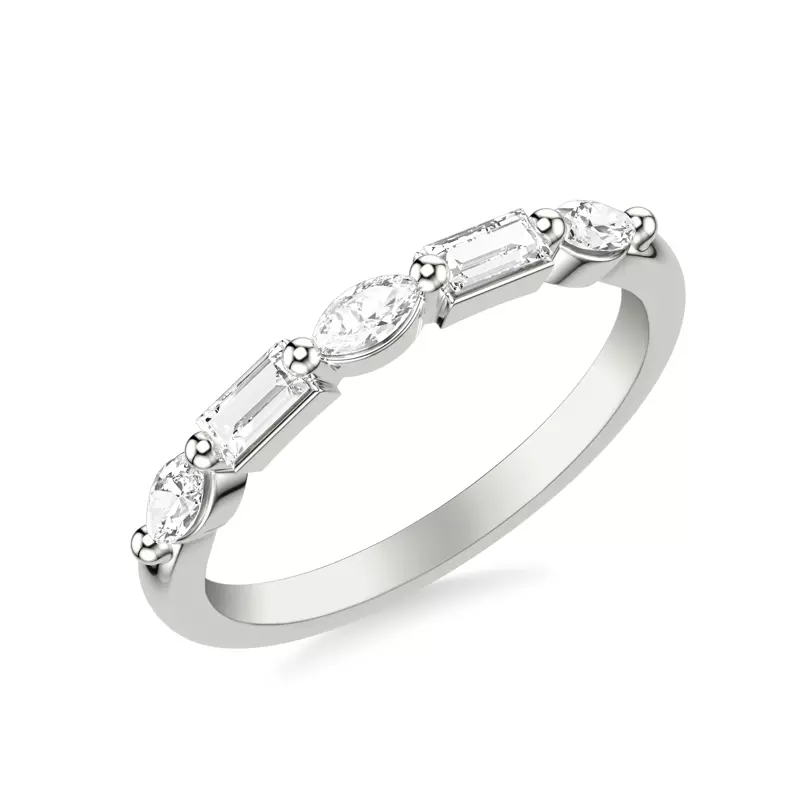 18K White Gold Keely Baguette And Marquise Band