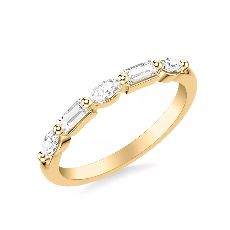 18K Yellow Gold Keely Baguette And Marquise Band
