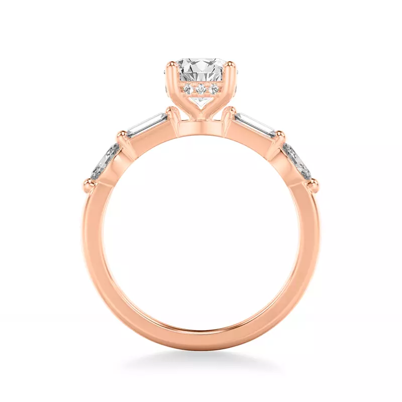14K Rose Gold Keely Hidden Halo Mixed-Shape Engagement Ring