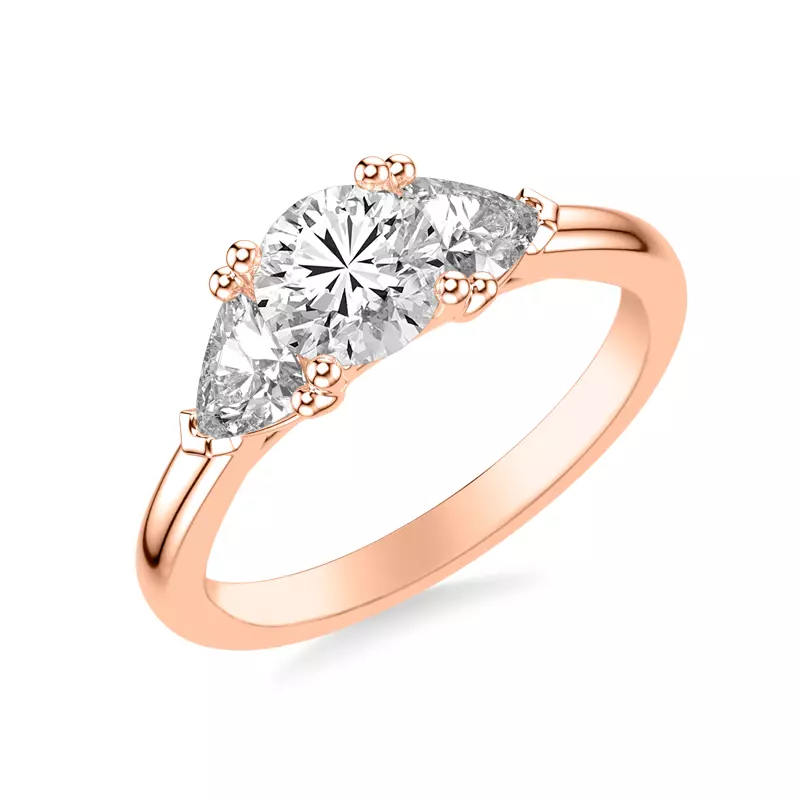 14K Rose Gold Maura Trillion Lab Three Stone Engagement Ring (1.00 ctw)