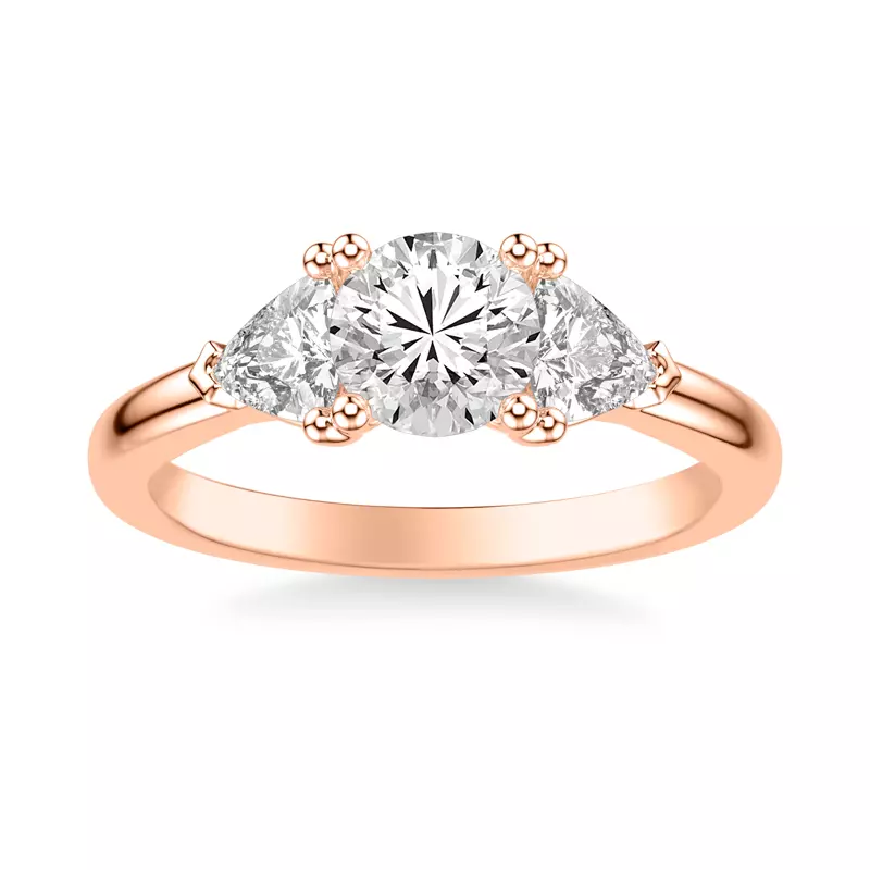 14K Rose Gold Maura Trillion Lab Three Stone Engagement Ring (1.00 ctw)