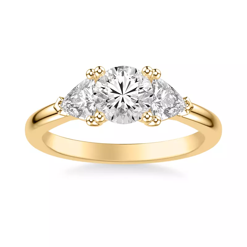 14K Yellow Gold Maura Trillion Lab Three Stone Engagement Ring (1.00 ctw)