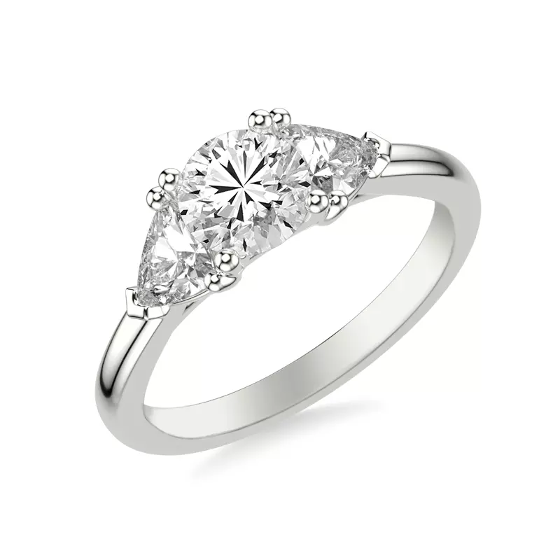 18K White Gold Maura Trillion Lab Three Stone Engagement Ring (1.00 ctw)