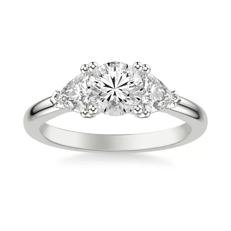 18K White Gold Maura Trillion Lab Three Stone Engagement Ring (1.00 ctw)
