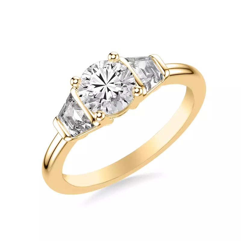 18K Yellow Gold Charlene Trapezoid Lab Three-Stone Engagement Ring (0.50 ct. tw.)