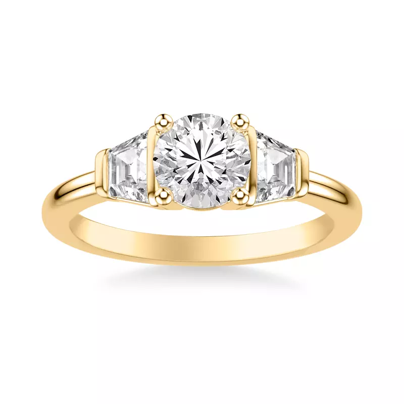 18K Yellow Gold Charlene Trapezoid Lab Three-Stone Engagement Ring (0.50 ct. tw.)