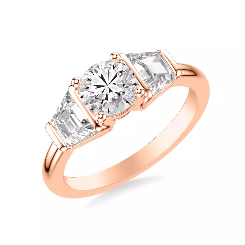 14K Rose Gold Charlene Trapezoid Lab Three-Stone Engagement Ring (1.0 ct. tw.)