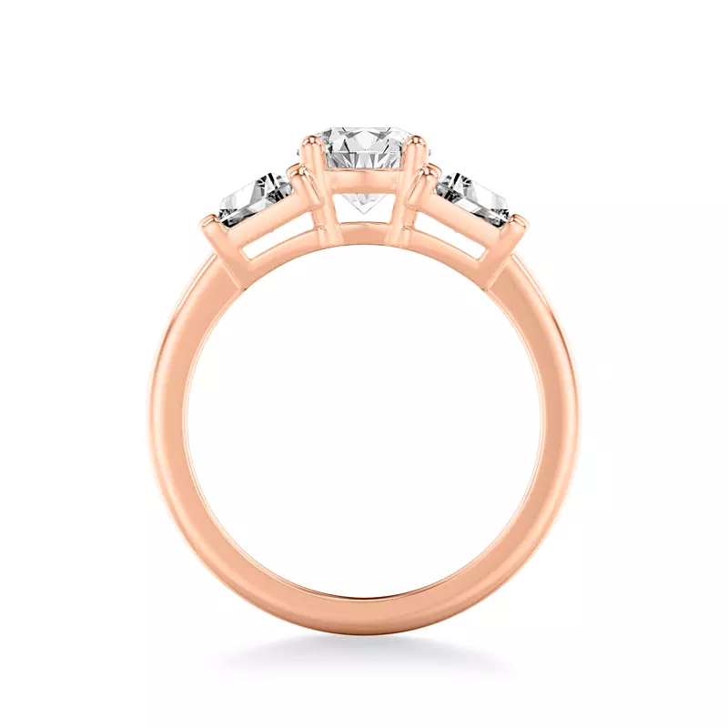 14K Rose Gold Charlene Trapezoid Lab Three-Stone Engagement Ring (1.0 ct. tw.)