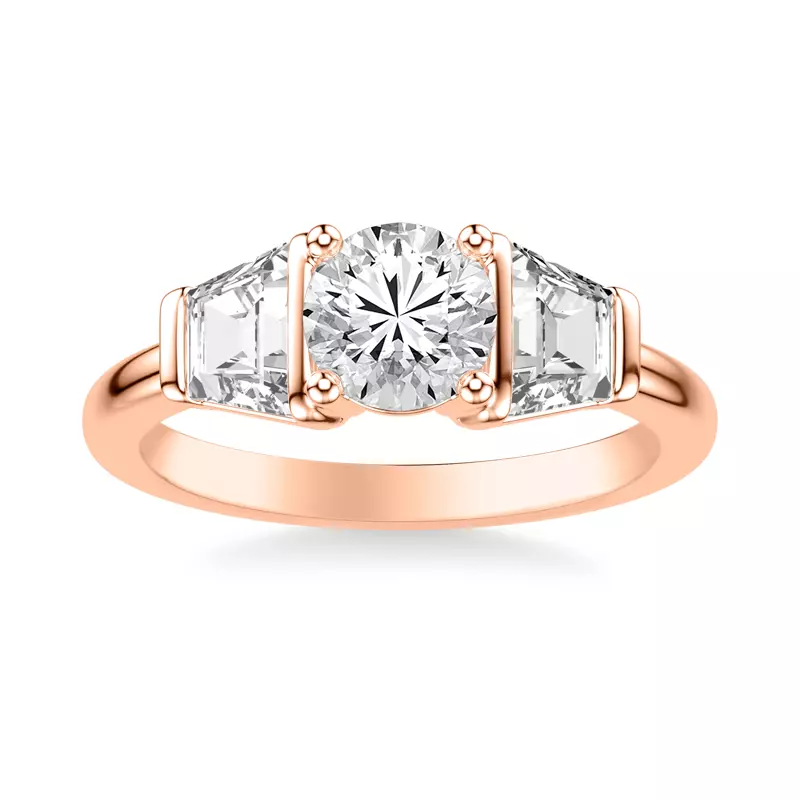 14K Rose Gold Charlene Trapezoid Lab Three-Stone Engagement Ring (1.0 ct. tw.)