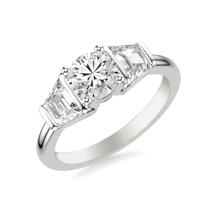 14K White Gold Charlene Trapezoid Lab Three-Stone Engagement Ring (1.0 ct. tw.)