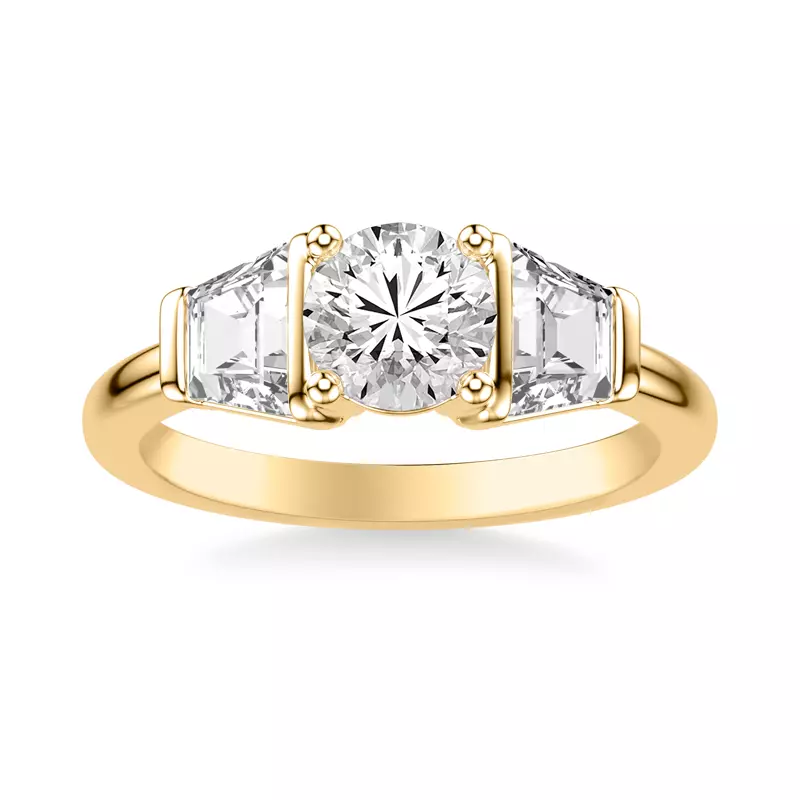 14K Yellow Gold Charlene Trapezoid Lab Three-Stone Engagement Ring (1.0 ct. tw.)