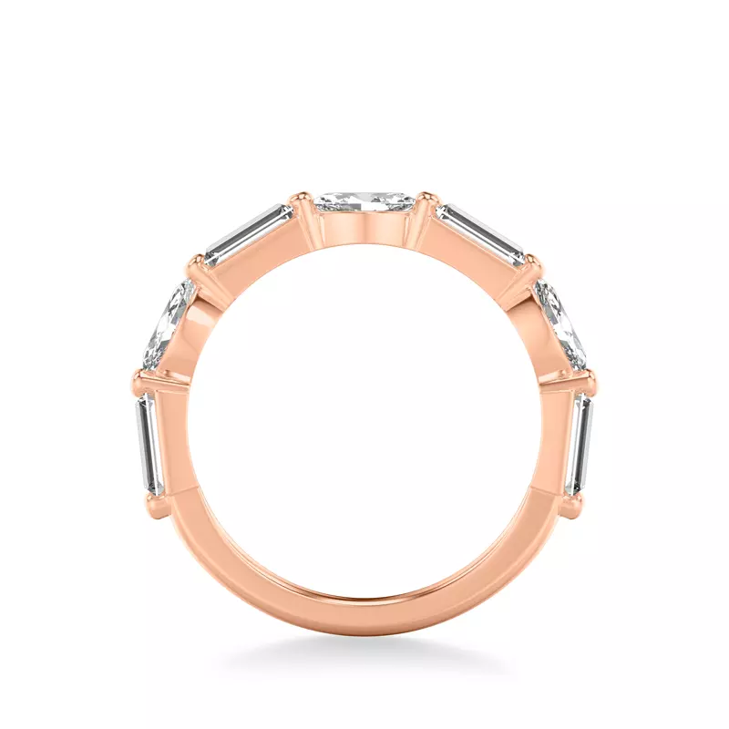 14K Rose Gold Leeds Baguette And Marquise Lab Band