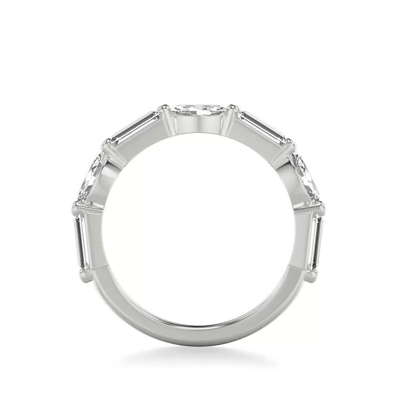 14K White Gold Leeds Baguette And Marquise Lab Band