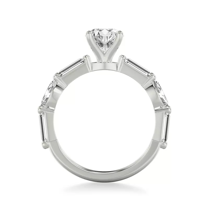 Platinum Leeds Baguette and Marquise Lab Engagement Ring