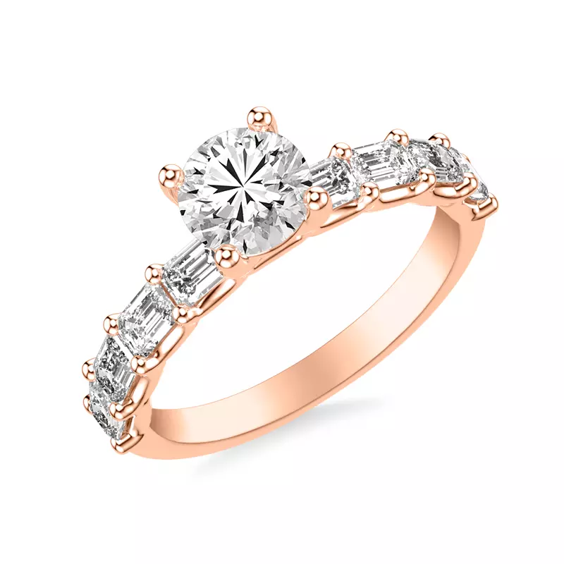 14K Rose Gold Morrisey East-West Emerald-Cut Lab Engagement Ring