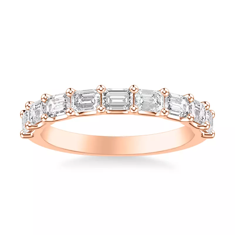 14K Rose Gold Morrissey East-West Emerald-Cut Lab Band
