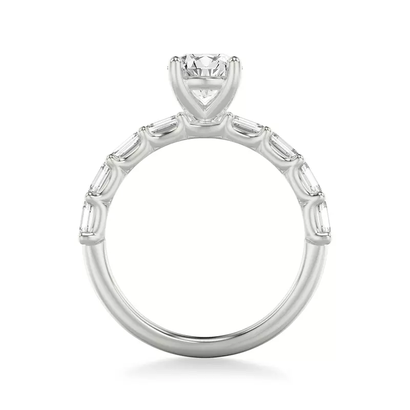 14K White Gold Morrisey East-West Emerald-Cut Lab Engagement Ring