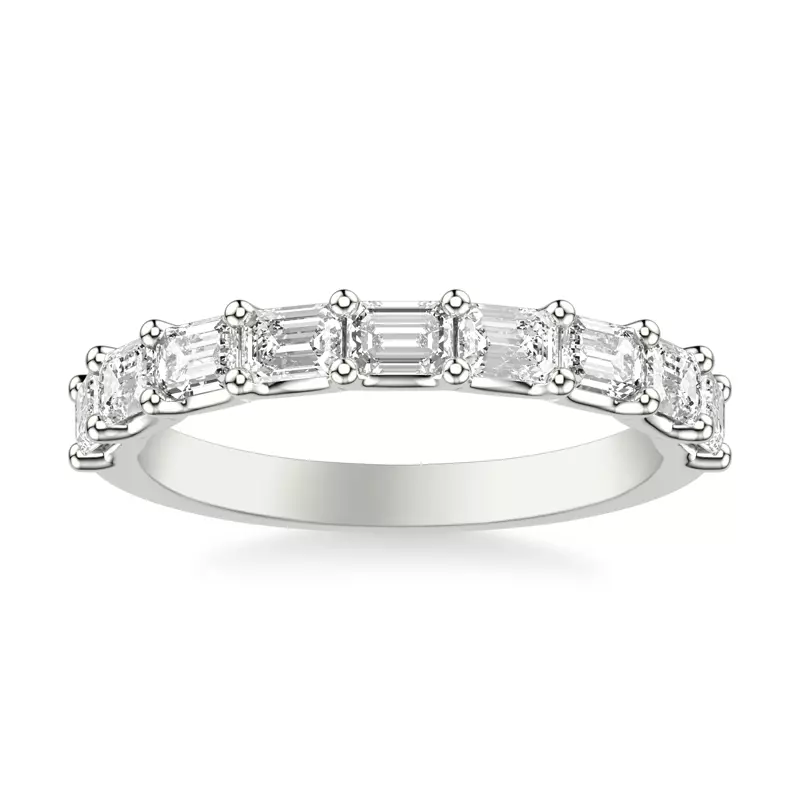 14K White Gold Morrissey East-West Emerald-Cut Lab Band