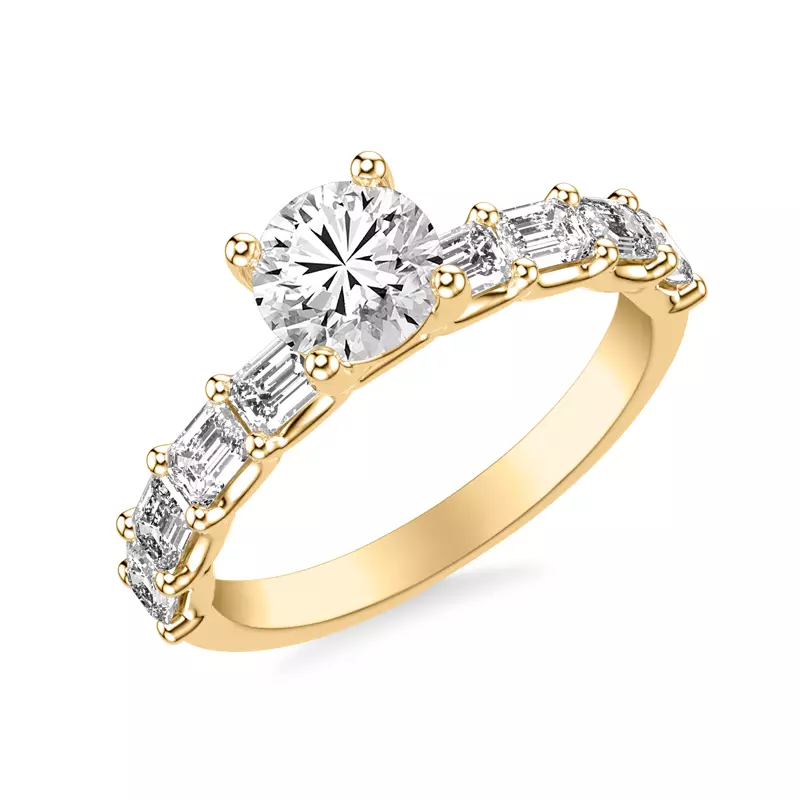 18K Yellow Gold Morrisey East-West Emerald-Cut Lab Engagement Ring