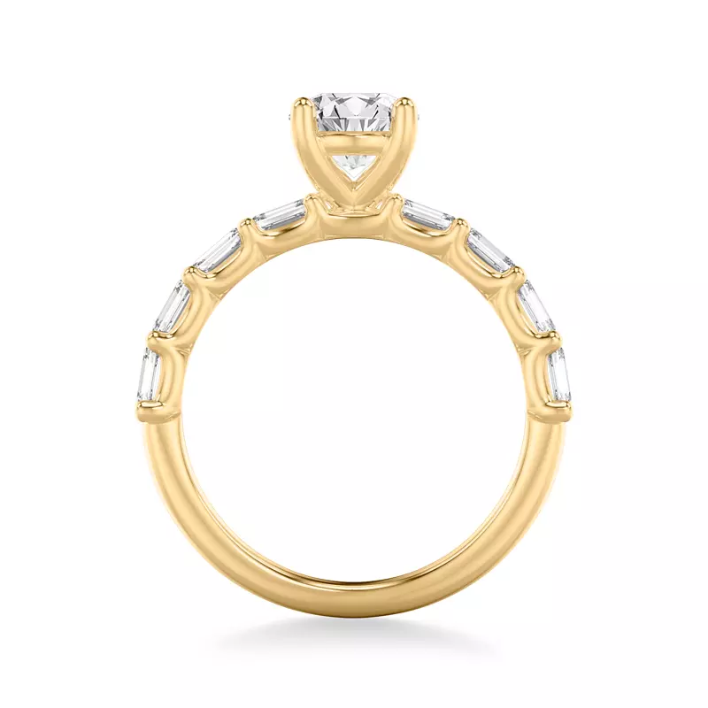 18K Yellow Gold Morrisey East-West Emerald-Cut Lab Engagement Ring