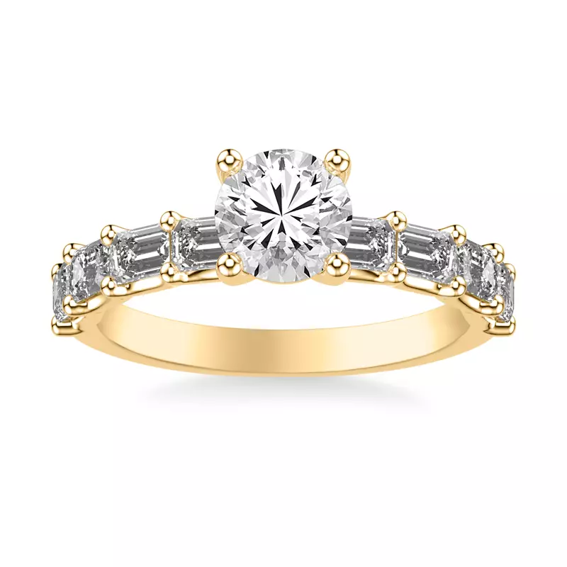 18K Yellow Gold Morrisey East-West Emerald-Cut Lab Engagement Ring