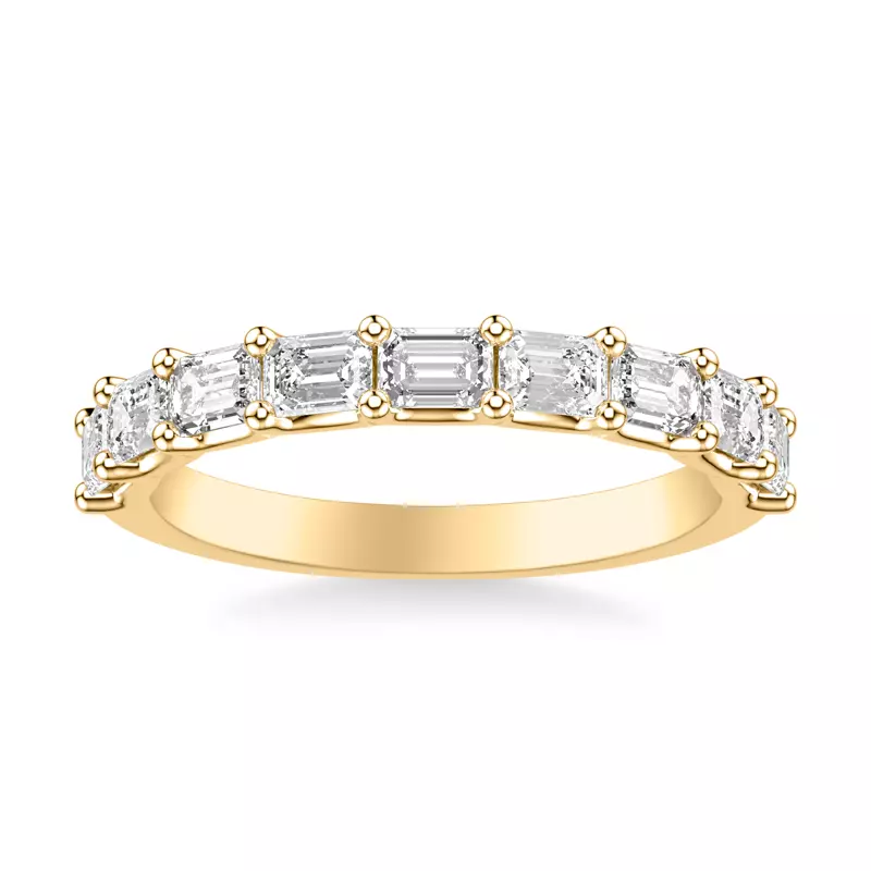 18K Yellow Gold Morrissey East-West Emerald-Cut Lab Band
