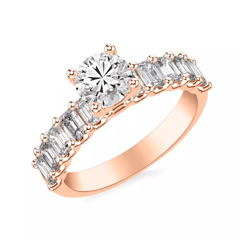 14K Rose Gold Deanna Emerald-Cut Lab Engagement Ring