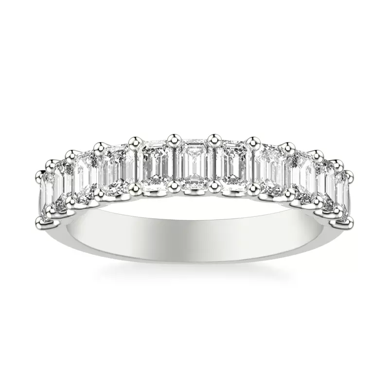 18K White Gold Deanna Emerald-Cut Lab Band 
