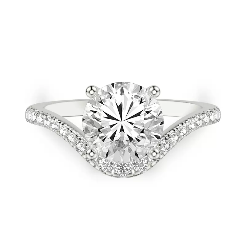 14K White Gold Curvelle Pavé Lab Engagement Ring