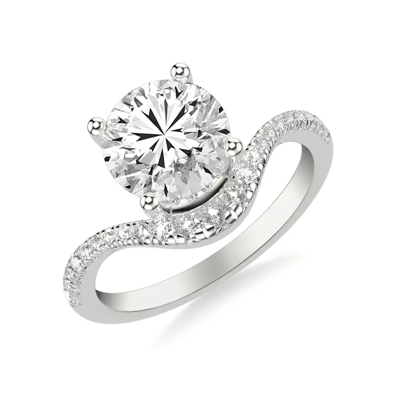 14K White Gold Curvelle Pavé Lab Engagement Ring