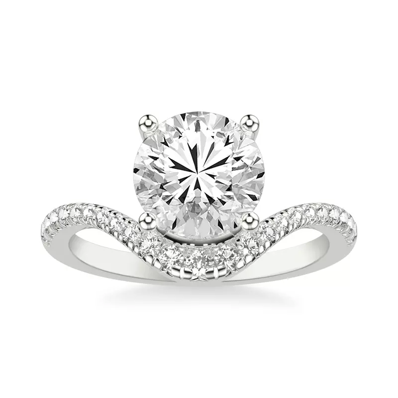 14K White Gold Curvelle Pavé Lab Engagement Ring