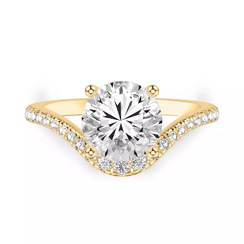 14K Yellow Gold Curvelle Pavé Lab Engagement Ring