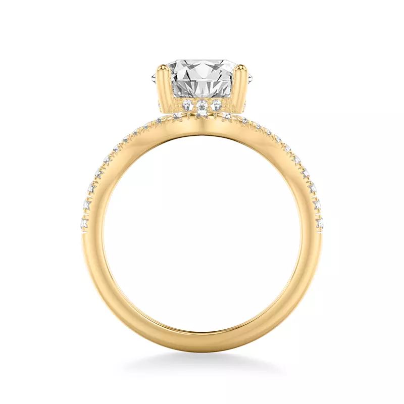 14K Yellow Gold Curvelle Pavé Lab Engagement Ring